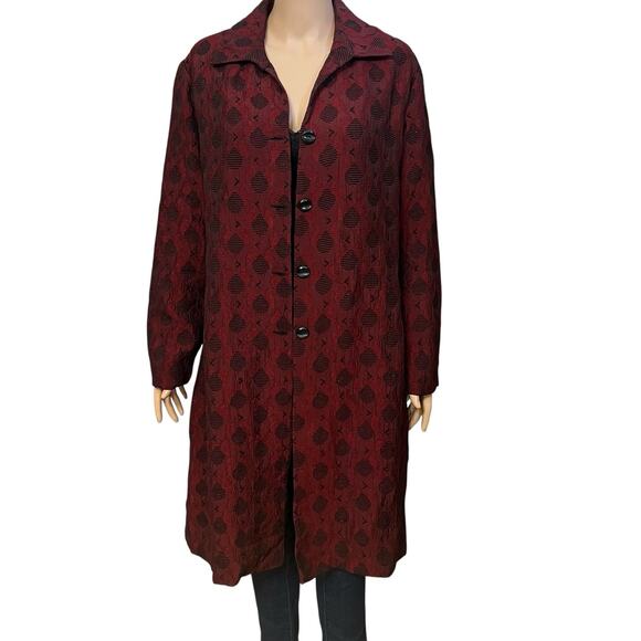 Coldwater Creek Brocade Topper Jacket 12 Knee Length Textured Holiday Metallic - Picture 1 of 9